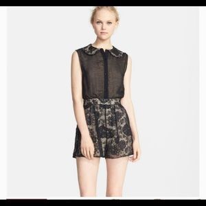 Alice and Olivia Talitha open back collar  romper